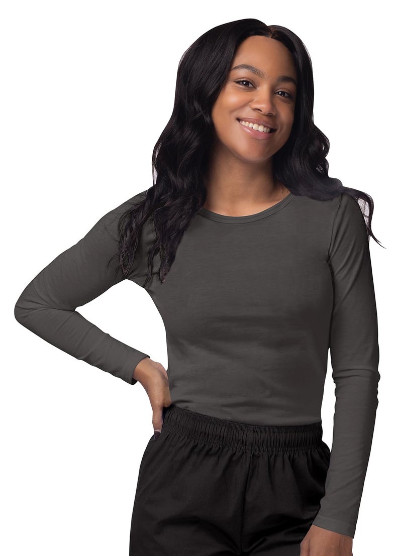 Sivvan Scrubs for Women - Long Sleeve Comfort Underscrub Tee - S8500 - Charcoal - L - Image 1